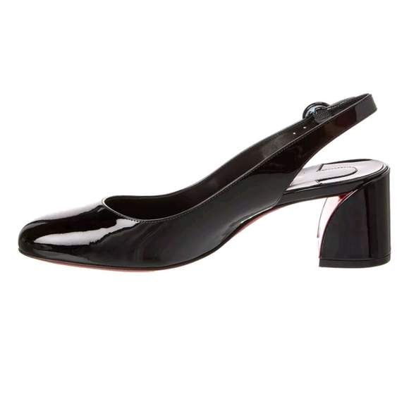 $890 CHRISTIAN LOUBOUTIN So Jane Patent Red Sole 55 Slingback Pumps 39.5 US 9 - Picture 5 of 10